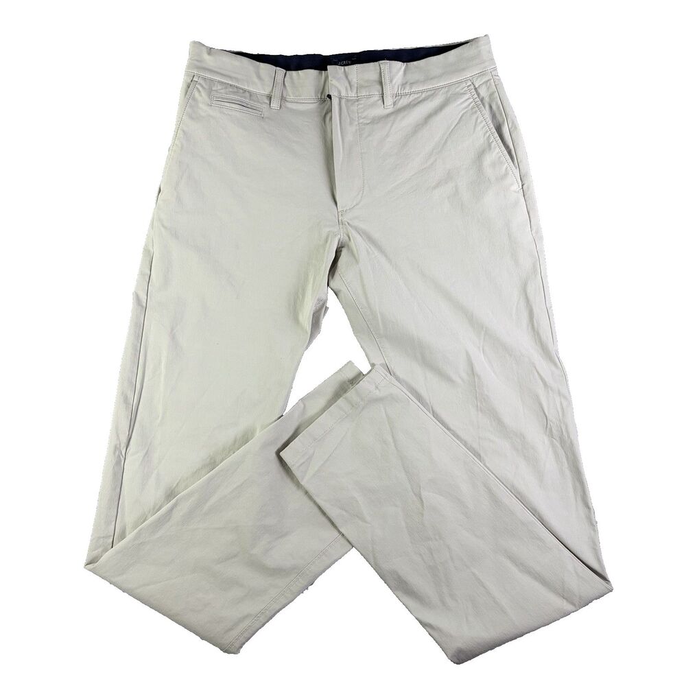J Crew Tech Pants 484 Slim Mens 30x34 Beige Flat Front Preppy Golf Business Flex